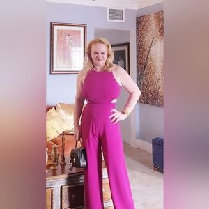 EXPRESS Fuschia Pantsuit w/Side Cutouts Wide Leg